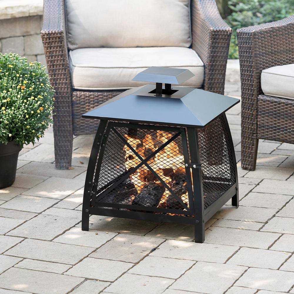 BLUE SKY OUTDOOR LIVING 20 in. Square Steel Mesh Wood Fire Pit with Poker WBF20