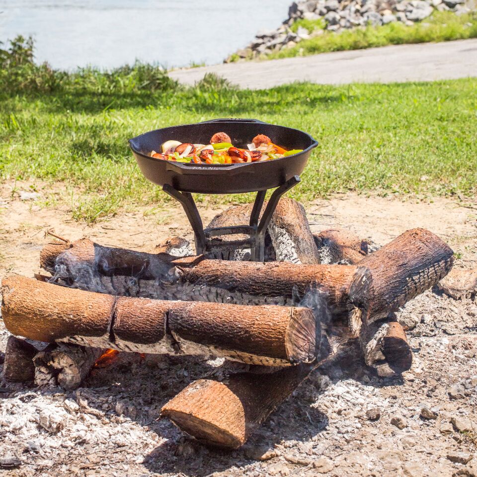 Lodge Fire and Cook Stand, A5-8 Rack, Holds Log Kindling & Most Sized Cookware, camp sites or fire pits