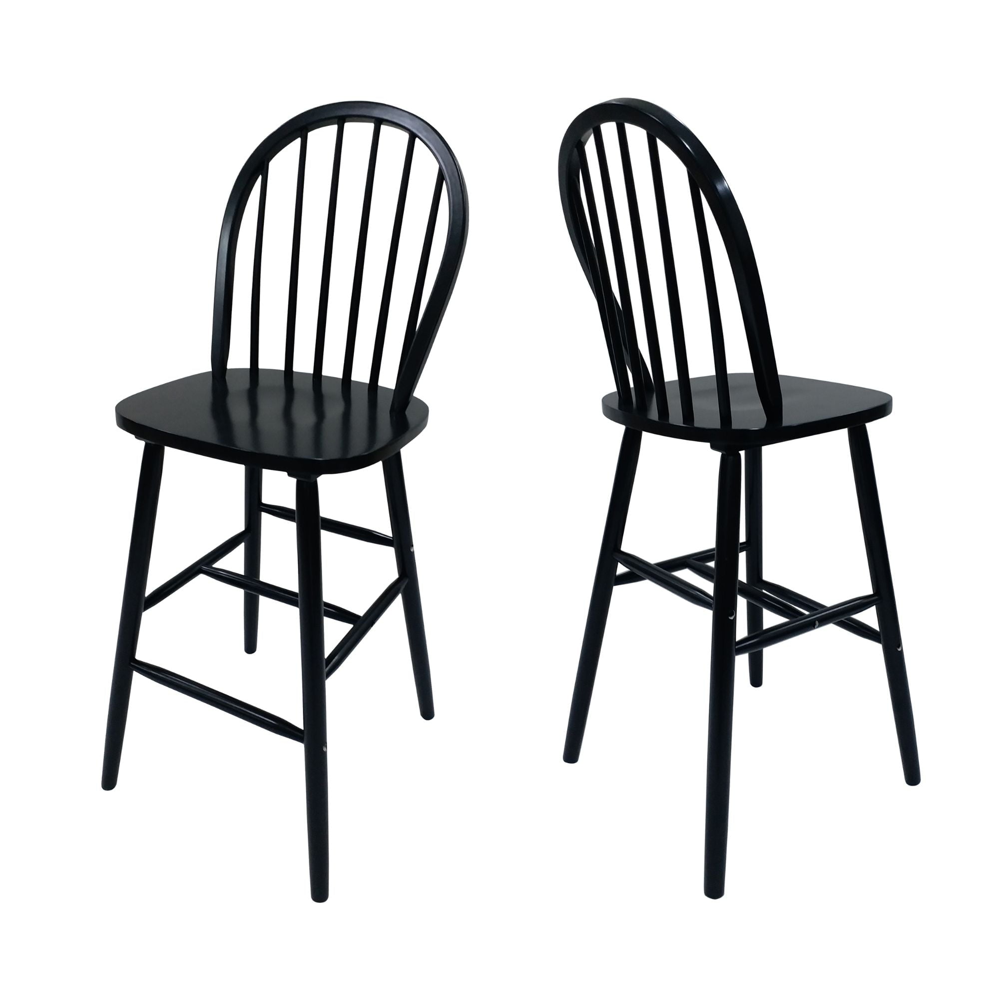 Set of 2 Black Traditional Spindle Bar Stools 44