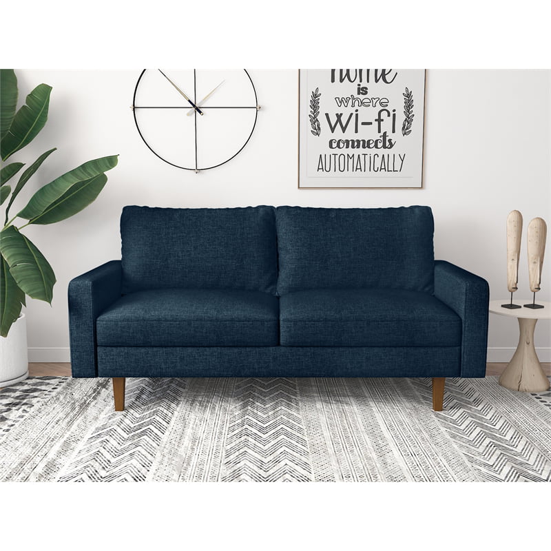 Kingway Furniture Ashton Linen Living Room Sofa in Dark Blue