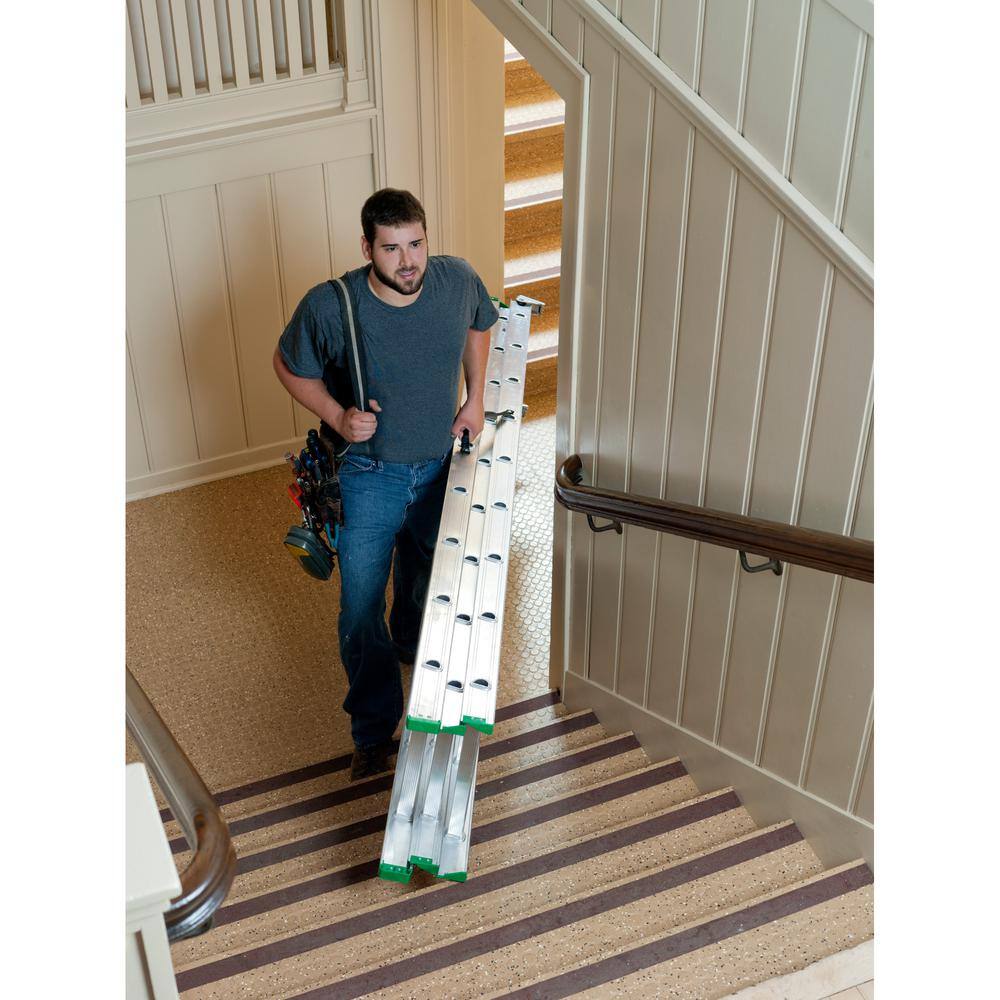 Werner 24 ft. Aluminum 3 Section Compact Extension Ladder with 225 lbs. Load Capacity Type II Duty Rating D1224-3