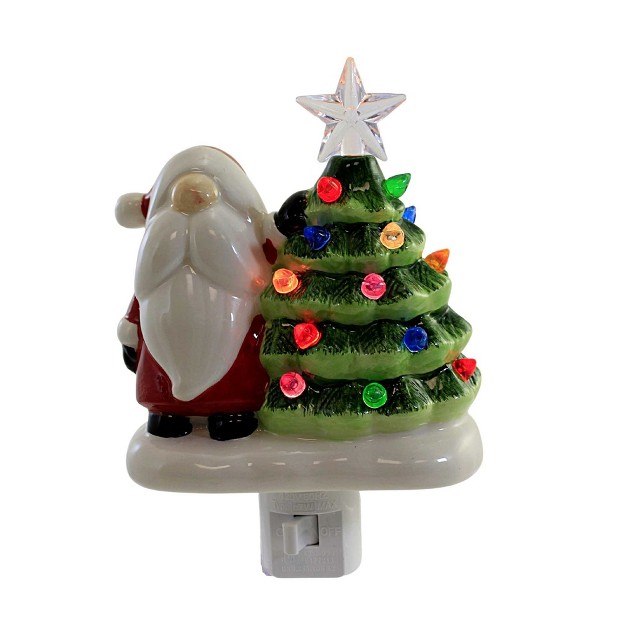 Christmas Gnome Vintage Tree Nightlight One Nightlight 6 Inches Santa Star 135427 Ceramic Red