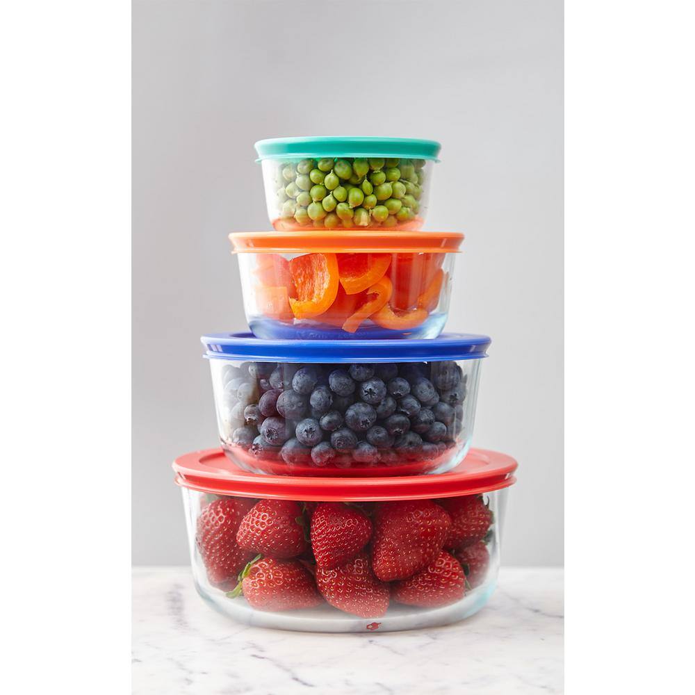 Pyrex Simply Store 18-Piece Glass Storage Set with Assorted Colored Lids 1110608