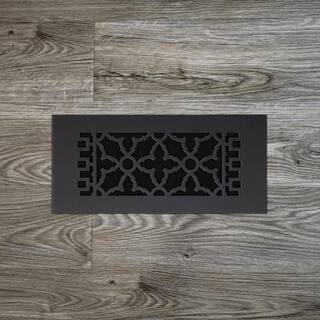 Reggio Registers Scroll Series 4 in. x 12 in. Cast Iron Grille Black without Mounting Holes 614-NH