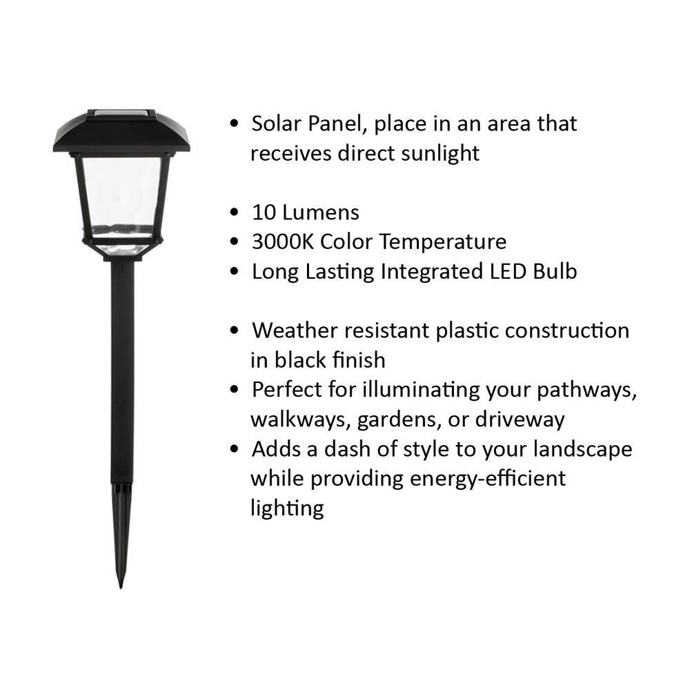 Hampton Bay Terrace Park Black Solar Integrated LED Weather Resistant Path Light 10 Lumens (4-Pack) 32300-008-4pk