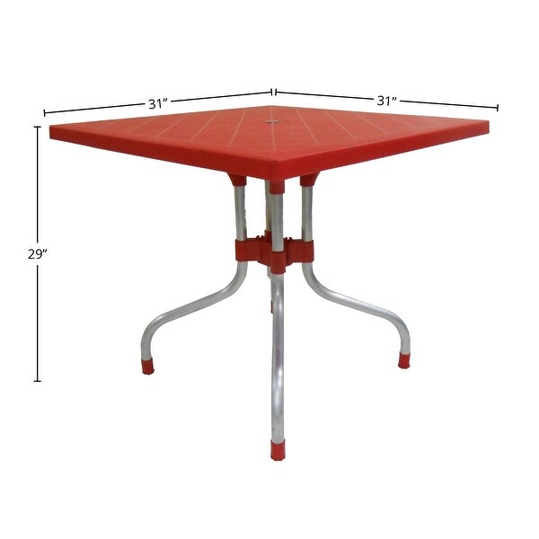 Lyra Plastic Resin Square Outdoor Patio Table