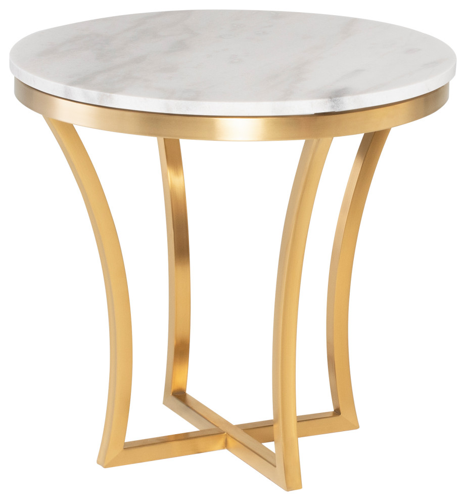 Aurora Side Table  White Marble Top Round End Table   Side Tables And End Tables   by Nuevo  Houzz