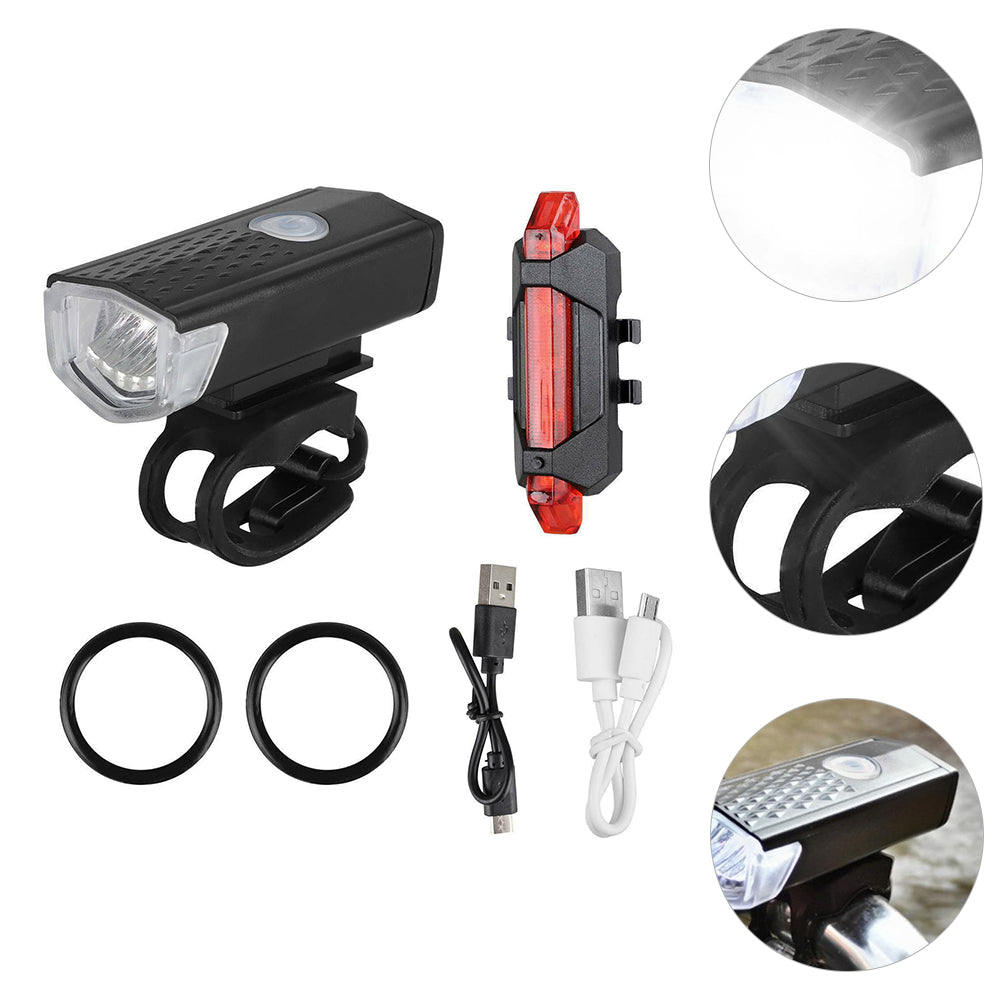 1 Set Bike Light Set Rechargeable LED Light Combo Cycling Safety Light