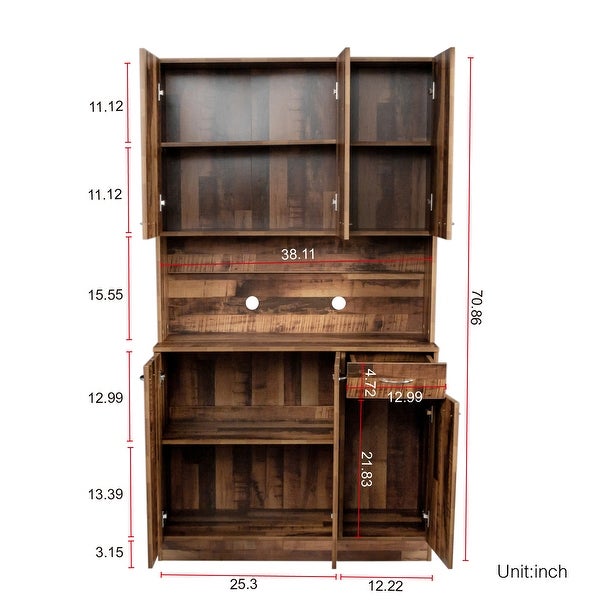 Tall Wardrobe and Kitchen Cabinet with 1-Open Shelves and 1-Drawer - - 36561314