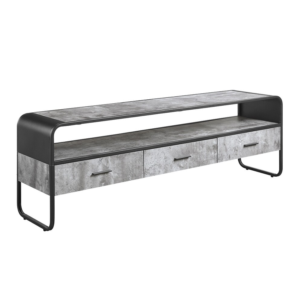 Raziela TV Stand  Concrete Gray   Black Finish