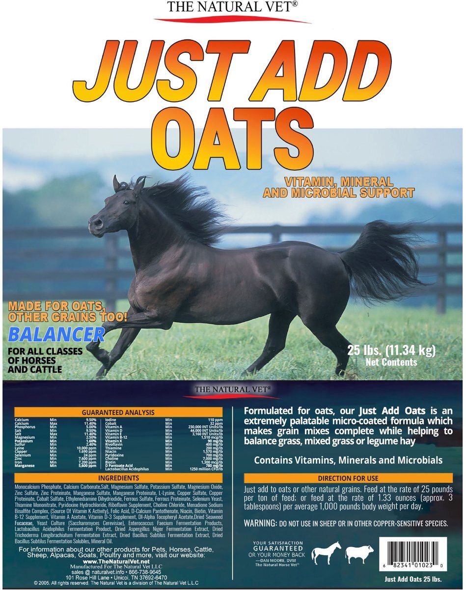 Natural Horse Vet Just Add Oats Vitamin Mineral and Microbial Supplement