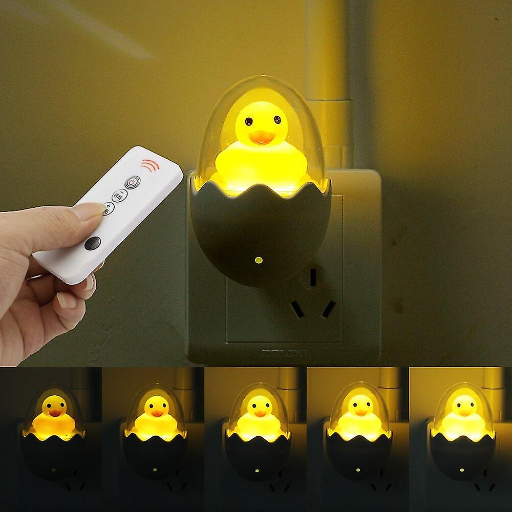 Eu Plug Yellow Duck Led Night Light Sensor Control Dimmable Wall Lamp Remote Control For Home Bedroom Baby Children Kids