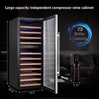 Kalamera 73 Bottle Compressor Wine Cooler Dual Zone with Touch Control - Frost Free - Free standing KRC-73DZF