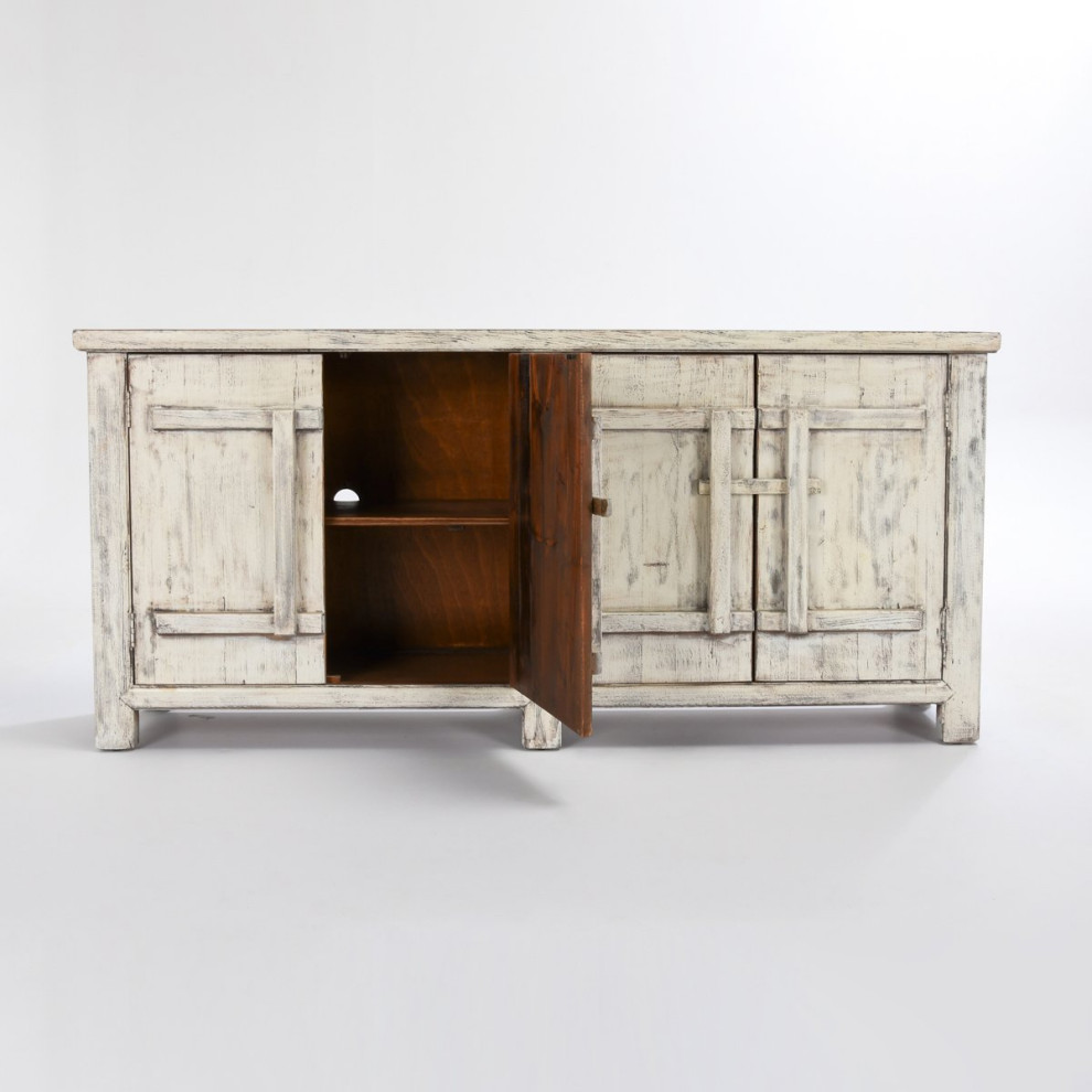 74 quotAntique White Sideboard Media Console   Farmhouse   Console Tables   by Terra Nova Designs  Inc.  Houzz