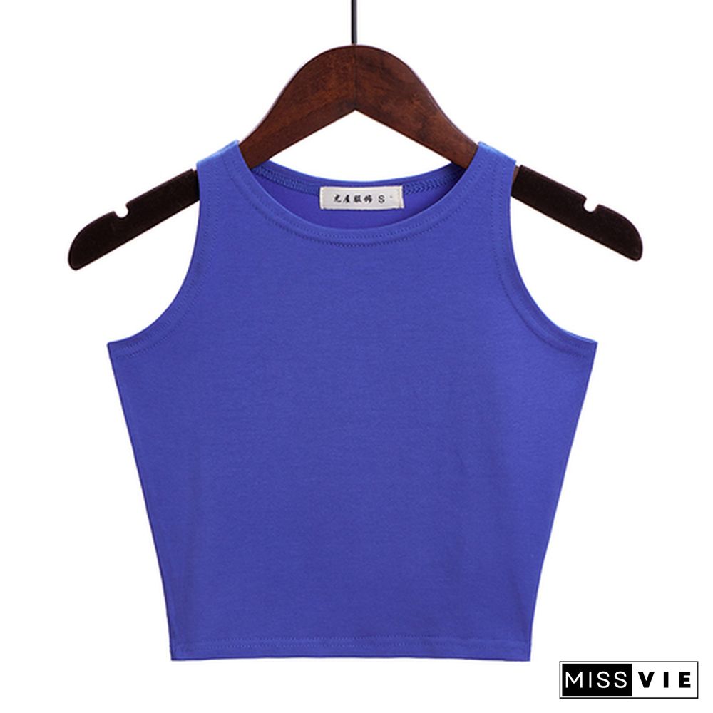 New Women Sexy Cotton Tank Tops Crop Top Vest Sleeveless Blouse T-Shirt Cropped Blusas Tank Top Camisole 13 Colors