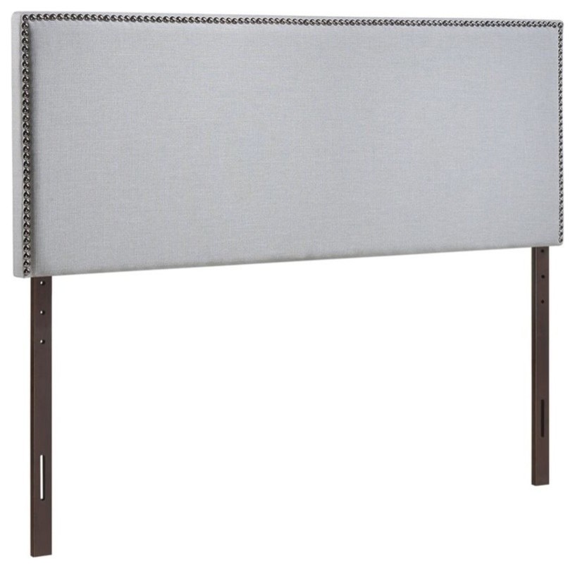 Hawthorne Collections Fabric Upholstered Queen Panel Headboard in Sky Gray   Transitional   Headboards   by Homesquare  Houzz