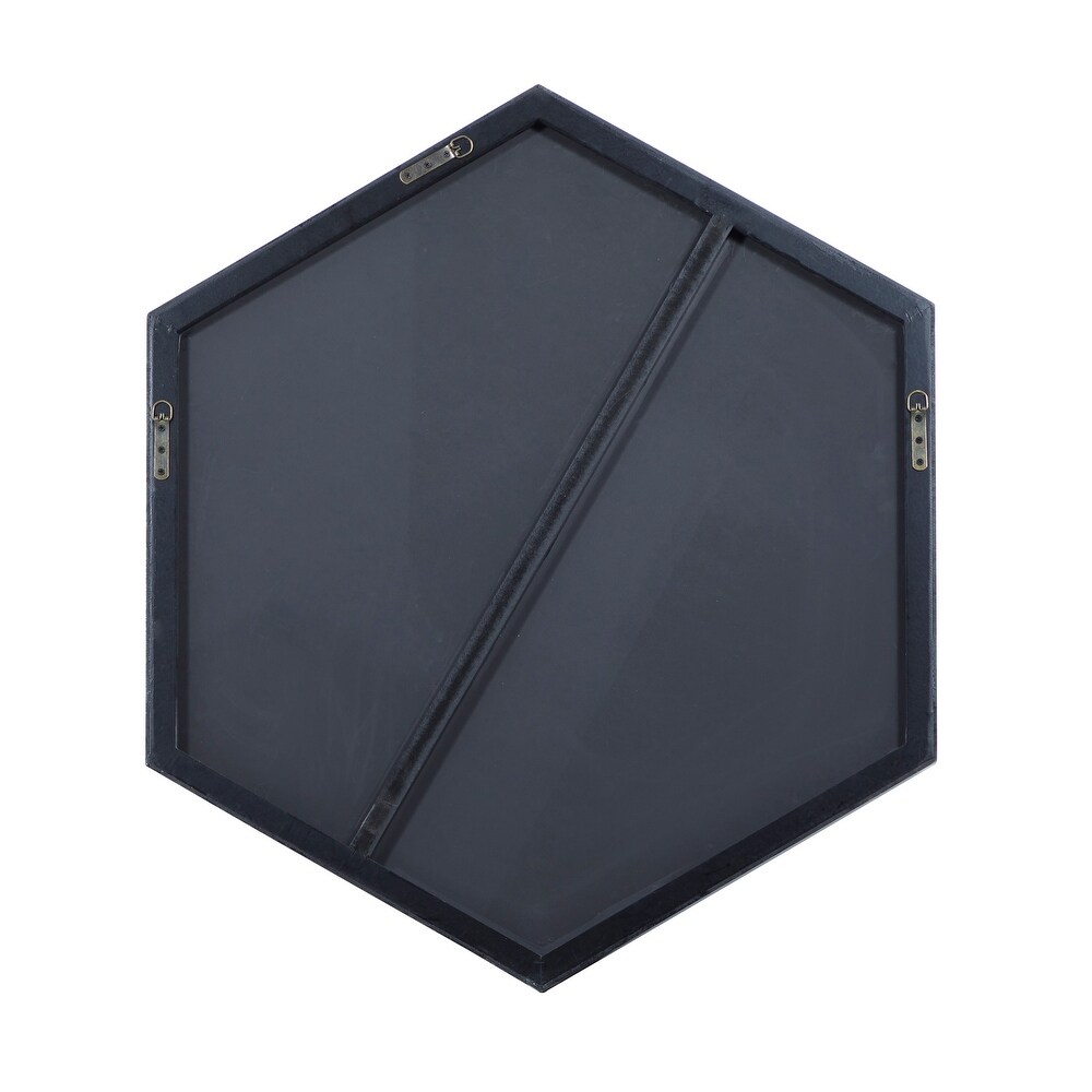 Contemporary Hexagon Wood Wall Mirror   Multiple Finishes and Sizes