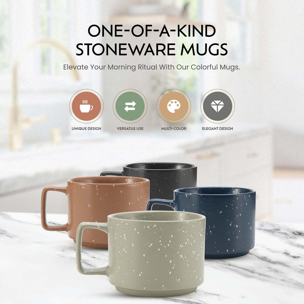 Ceramic Stackable 4 Cup Coffee Mug Set Multicolor