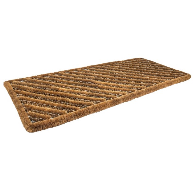 X 3 x27 4 quot Geometric Stripes Wire Brush Indoor outdoor Doormat Natural silver Entryways