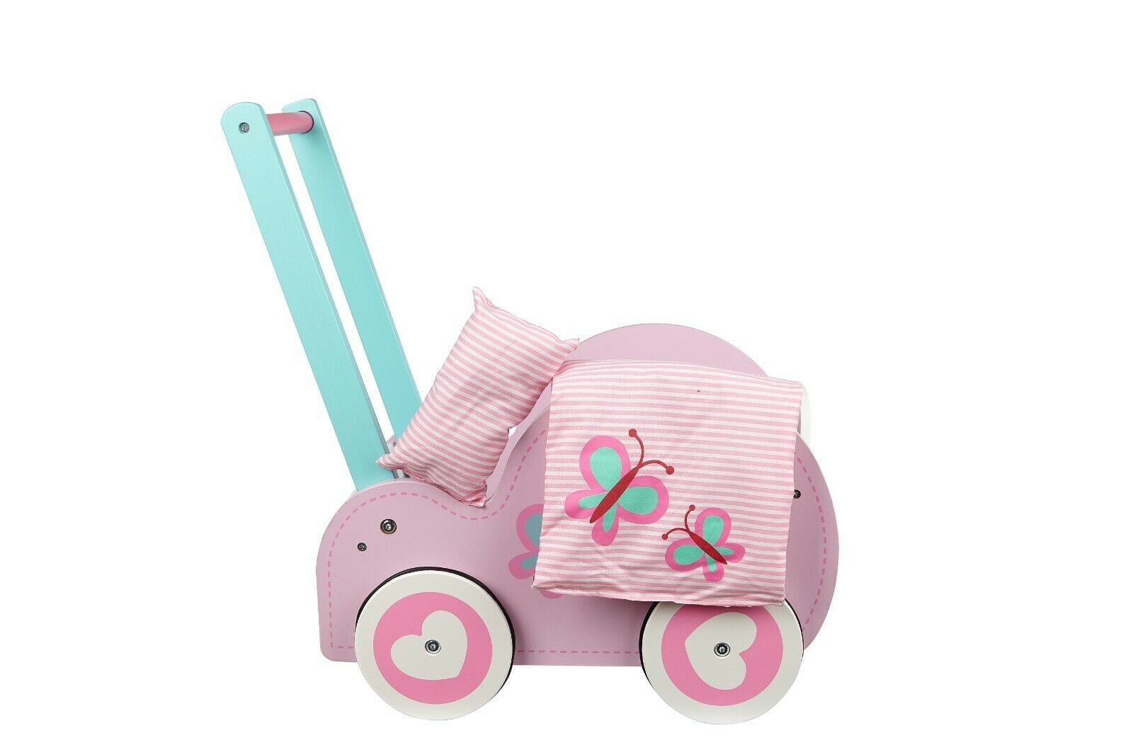 Toysters Wooden Push Walker Wagon for Toddlers | Adorable Baby Doll Carrier Bugg