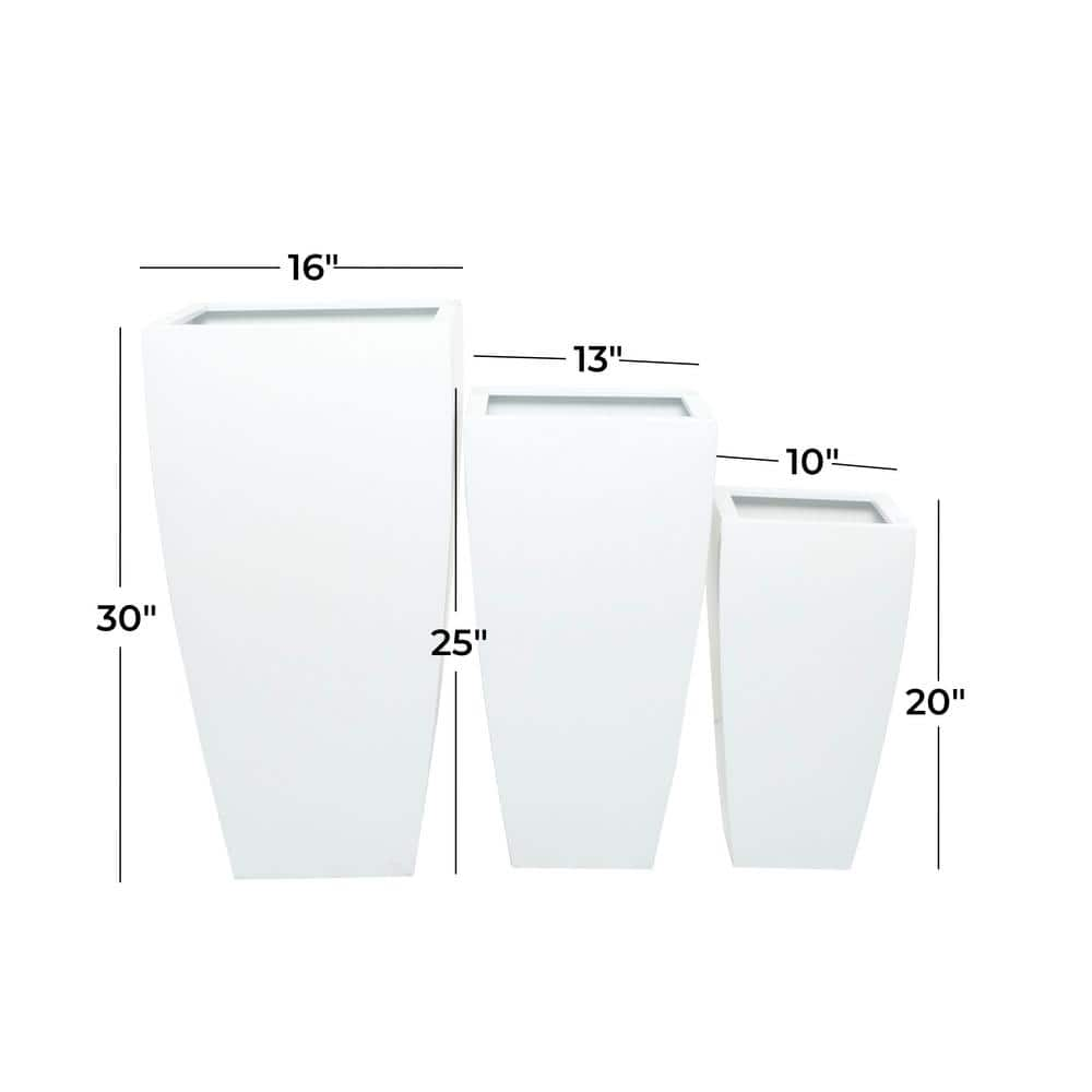 Litton Lane 16 in. x 30 in. White Iron Planter (Set of 3) 040703