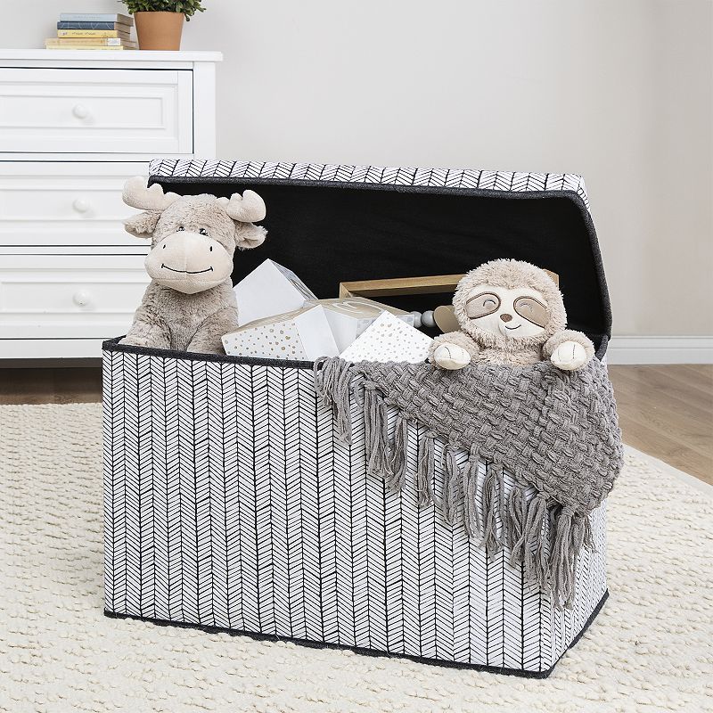 Sammy and Lou Herringbone Gray and White Felt Toy Box