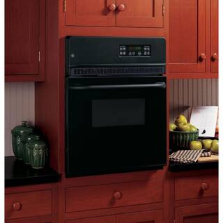 GE 24 in. Single Electric Wall Oven Self-Cleaning in Black JRP20BJBB