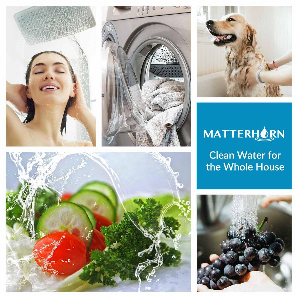 Matterhorn 3-Stage Whole House 20 in. Big Blue Water Filtration System Designed for Iron Hydrogen Sulfide Heavy Metal Reduction MWH-3030