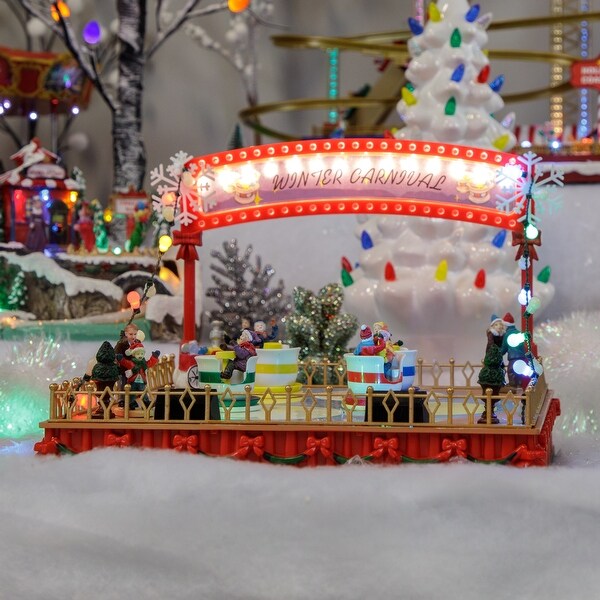 Animated and Musical Winter Carnival Teacup Ride Christmas Village Display