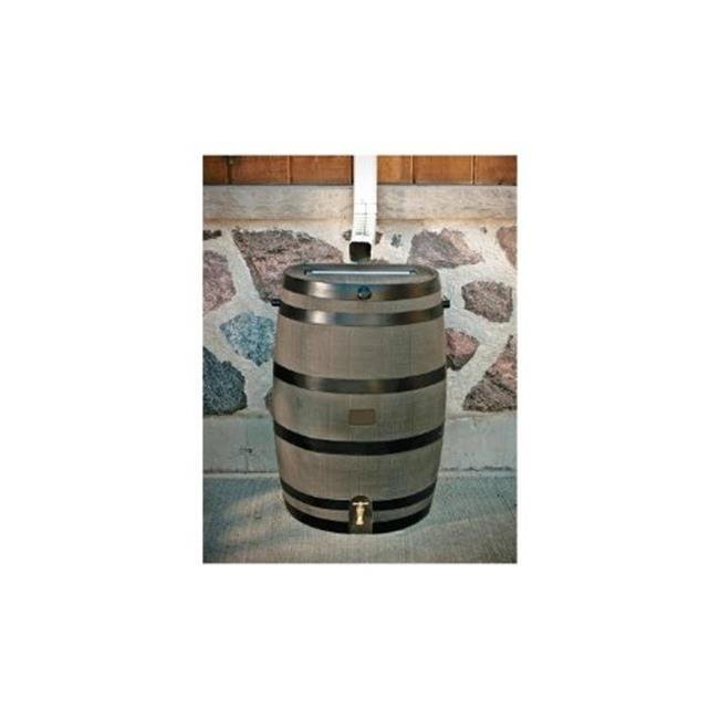 5510-000600-5681 Flatback Rain Barrel 50USG - Woodgrain With Brass Spigot