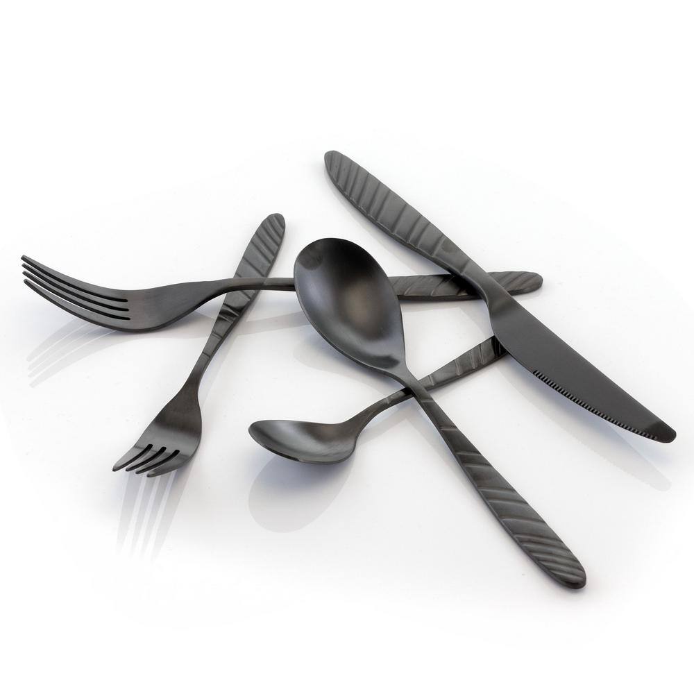 MegaChef La Vague 20-Piece Matte Black Stainless Steel Flatware Set (Service for 4) 985112466M