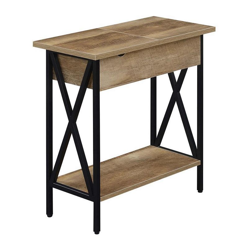 Convenience Concepts Tucson Flip Top End Table with Charging Station and Shelf