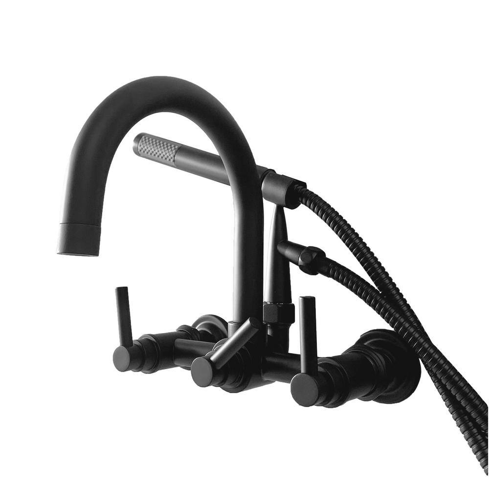 Barclay Products 3-Handle Claw Foot Tub Faucet with Hand Shower in Matte Black 7088-ML-MB