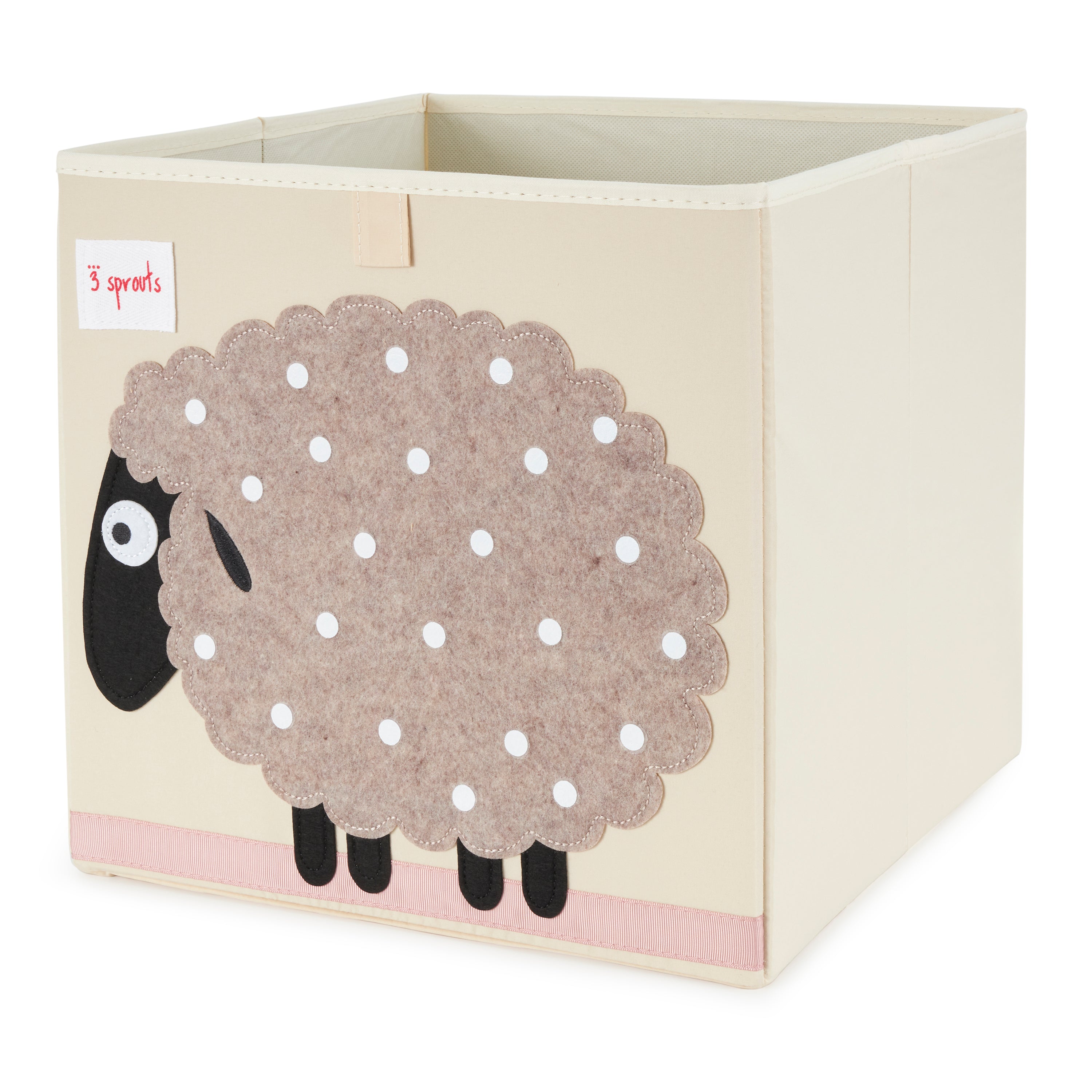 3 Sprouts Kids Childrens Foldable Fabric Storage Cube Bin Box, Sheep (2 Pack)