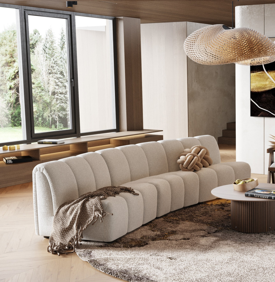 Divani Casa Olandi Modern White Fabric Curved Sectional Sofa   Transitional   Sectional Sofas   by Vig Furniture Inc.  Houzz