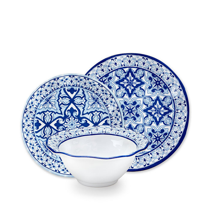 Q Squared Talavera Melamine in Azul 12pc Set