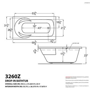 Universal Tubs Zircon 5 ft. Left Drain Rectangular Drop-in Air Bath Tub in White HD3260ZAL