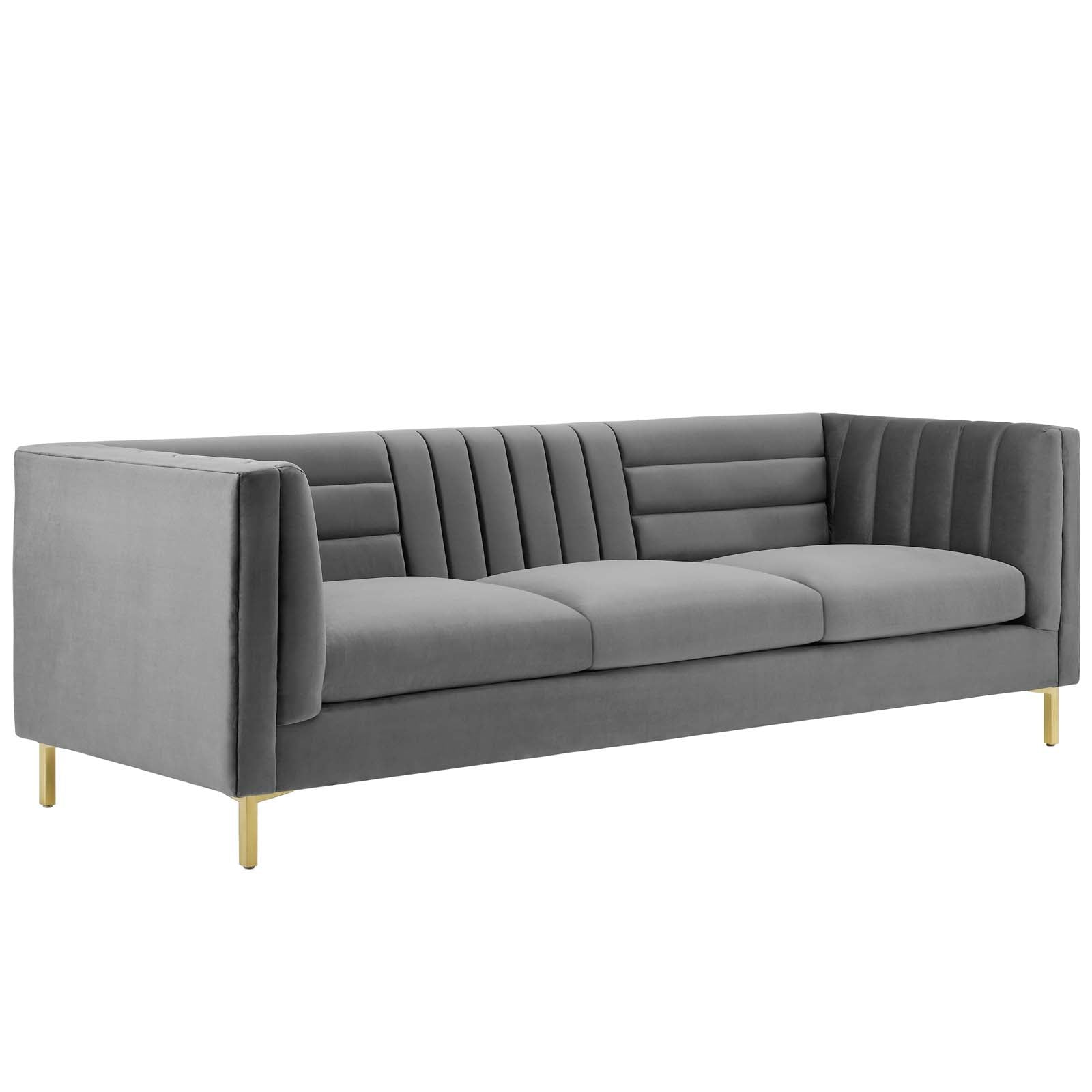 Ingenuity Channel Tufted Performance Velvet Sofa-EEI-3454