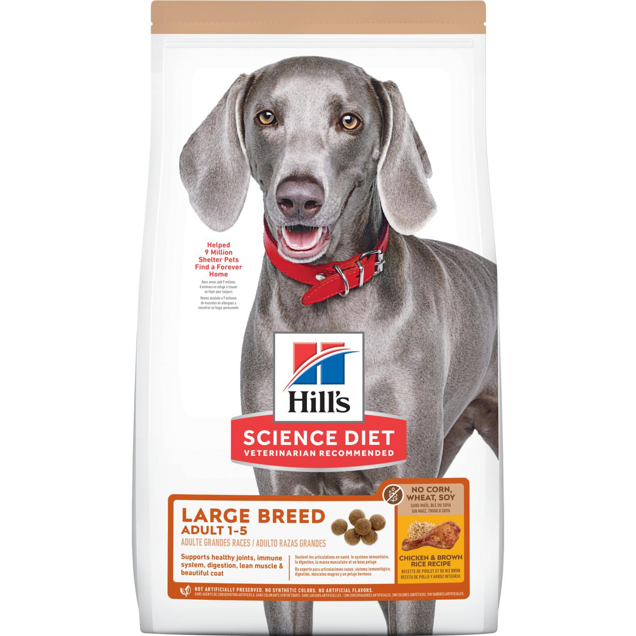 Hill's Science Diet Chicken and Brown Rice Adult Large Breed Dry Dog Food， 30Lb. Bag