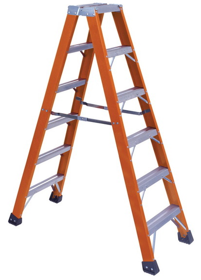 Vestil FBTFL 4 fiberglass twin front ladder 4 step