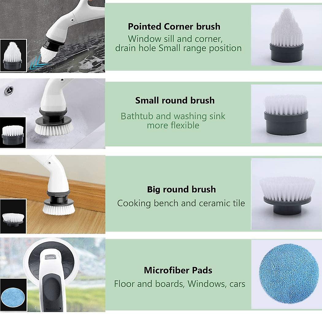 Electric Spin Power Scrubber Rechargeable Cleaning Brush， Cordless And Portable Scrubber Kit With 4 Replaceable Cleaning Brush Heads， High Rotation Fo