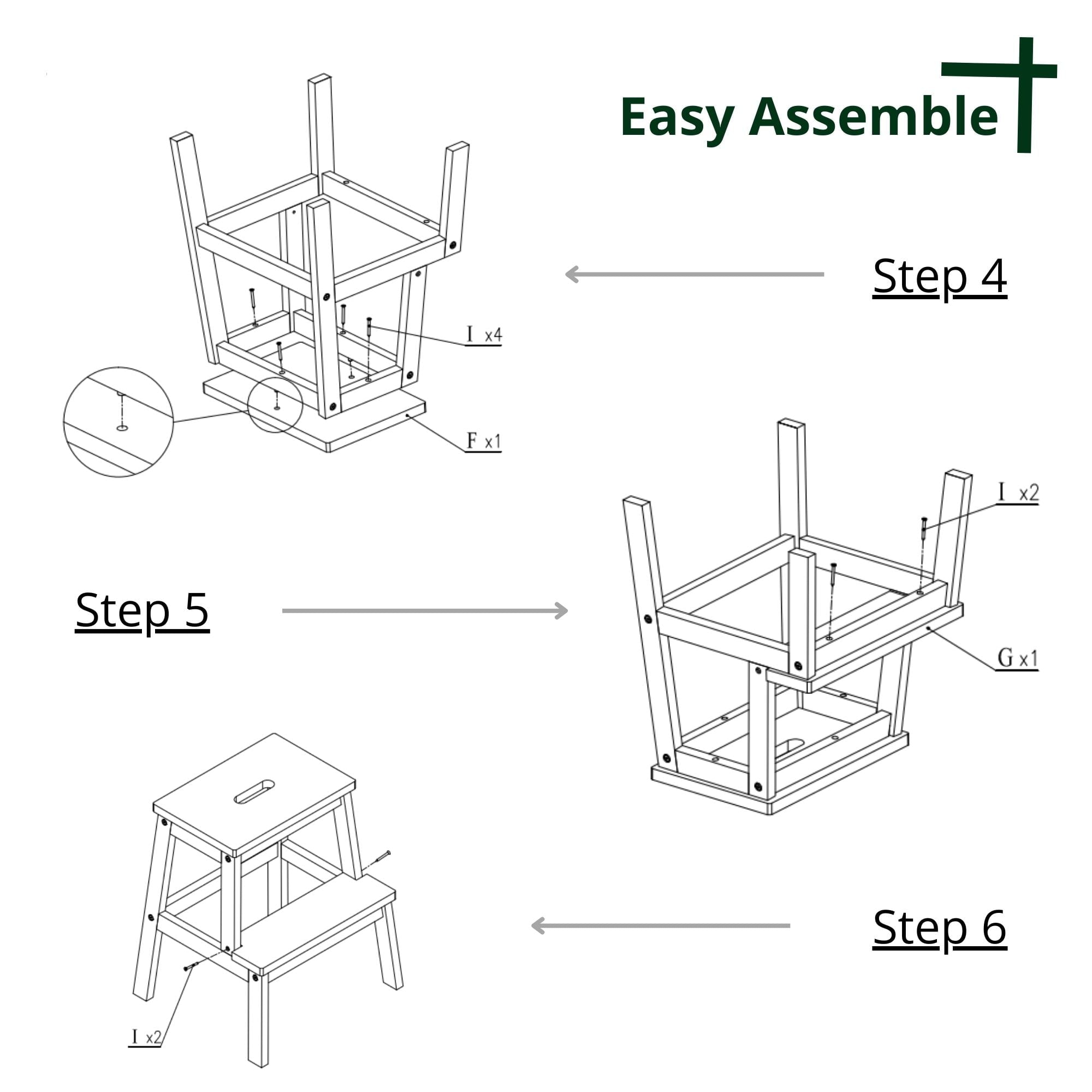 2 Step Stool Wood, for Adults & Kids 350 lbs, Toddler Step Stool Kitchen Helper, Bathroom Stool, Bed Step Stools for High Beds