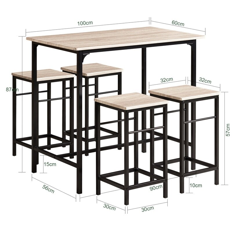 SoBuy OGT11 N  Bar Set 1 Bar Table And 4 Stools  Home Kitchen Furniture Dining Set