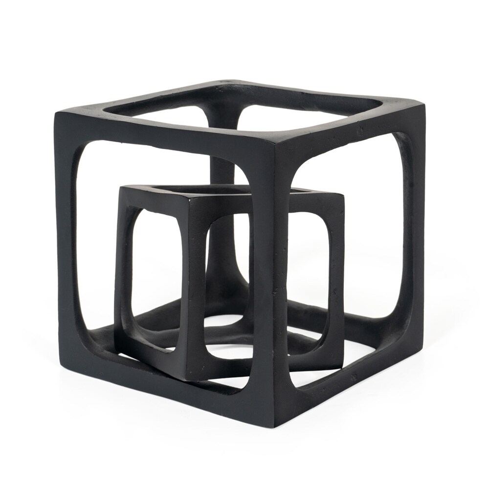 Selena Black Decorative Cube Sculptures  Set of 2   7 x 7 x 7