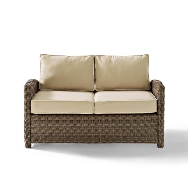 Crosley Bradenton Outdoor Wicker Loveseat with Sand Cushions