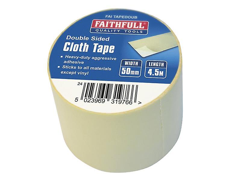 Faithfull Heavy-Duty Double-Sided Cloth Tape 50mm x 4.5m 0468504.5DSTRTB