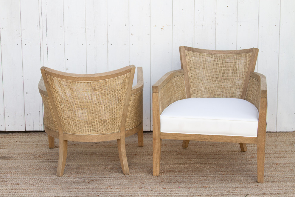 Pair of Oak  ampCane Club Chair   Eclectic   Armchairs And Accent Chairs   by De cor  Houzz