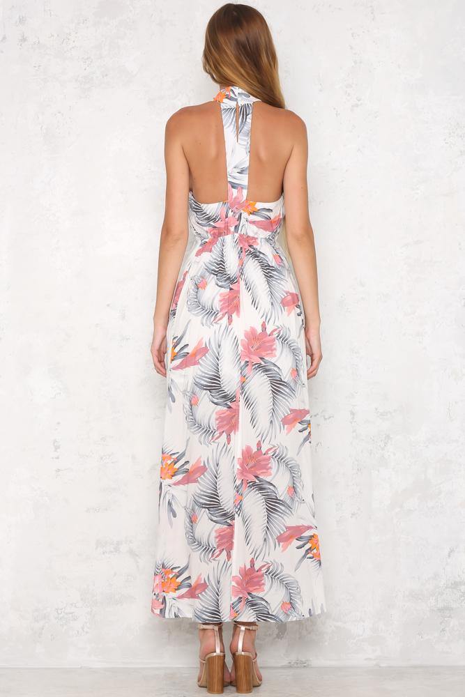 Hawaiian Sling Maxi Dress Grey