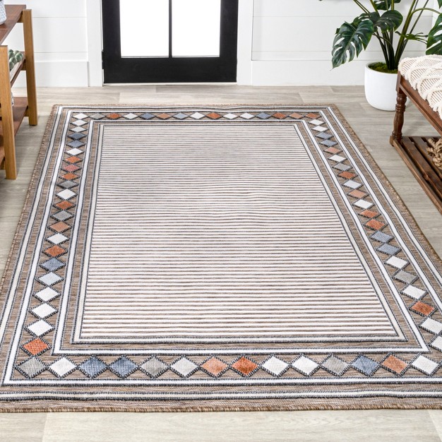 Jonathan Y Sebastian High low Modern Diamond Border Classic Indoor outdoor Area Rug