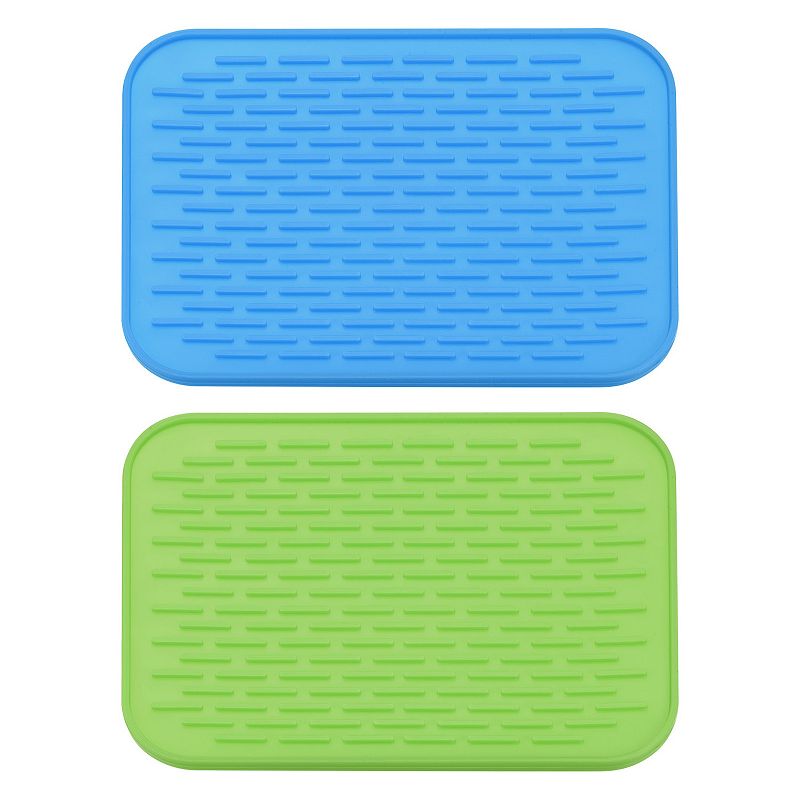 2 Pcs 8.5 x 6 Sink Drain Pad Silicone Dish Drying Mat Set